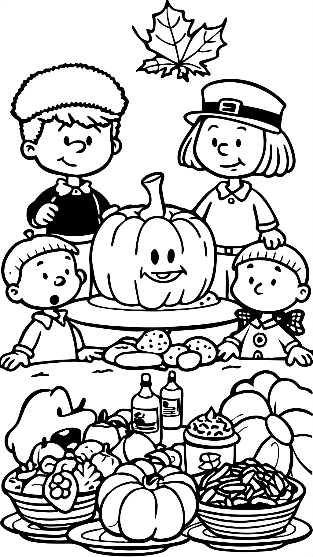 Día de Acción de Gracias Charlie Brown Coloring Pages